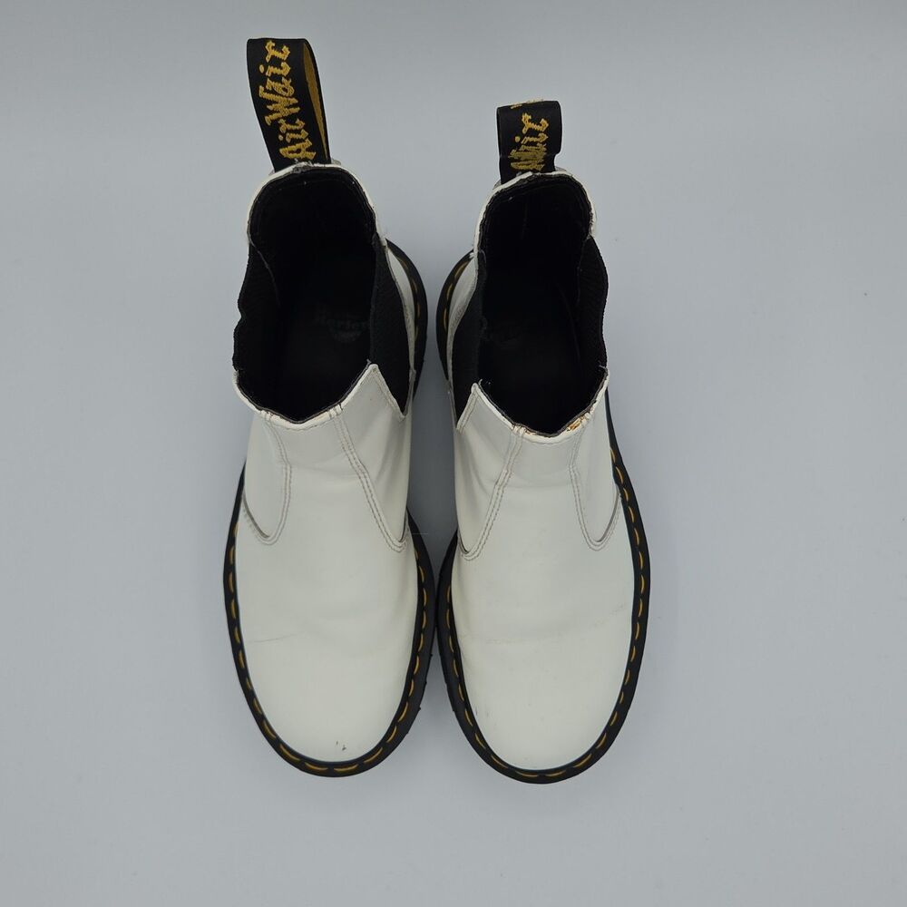 Dr. Martens Smooth White Leather Platform Chelsea Boots AirWair Women Size 8 - Picture 10 of 10